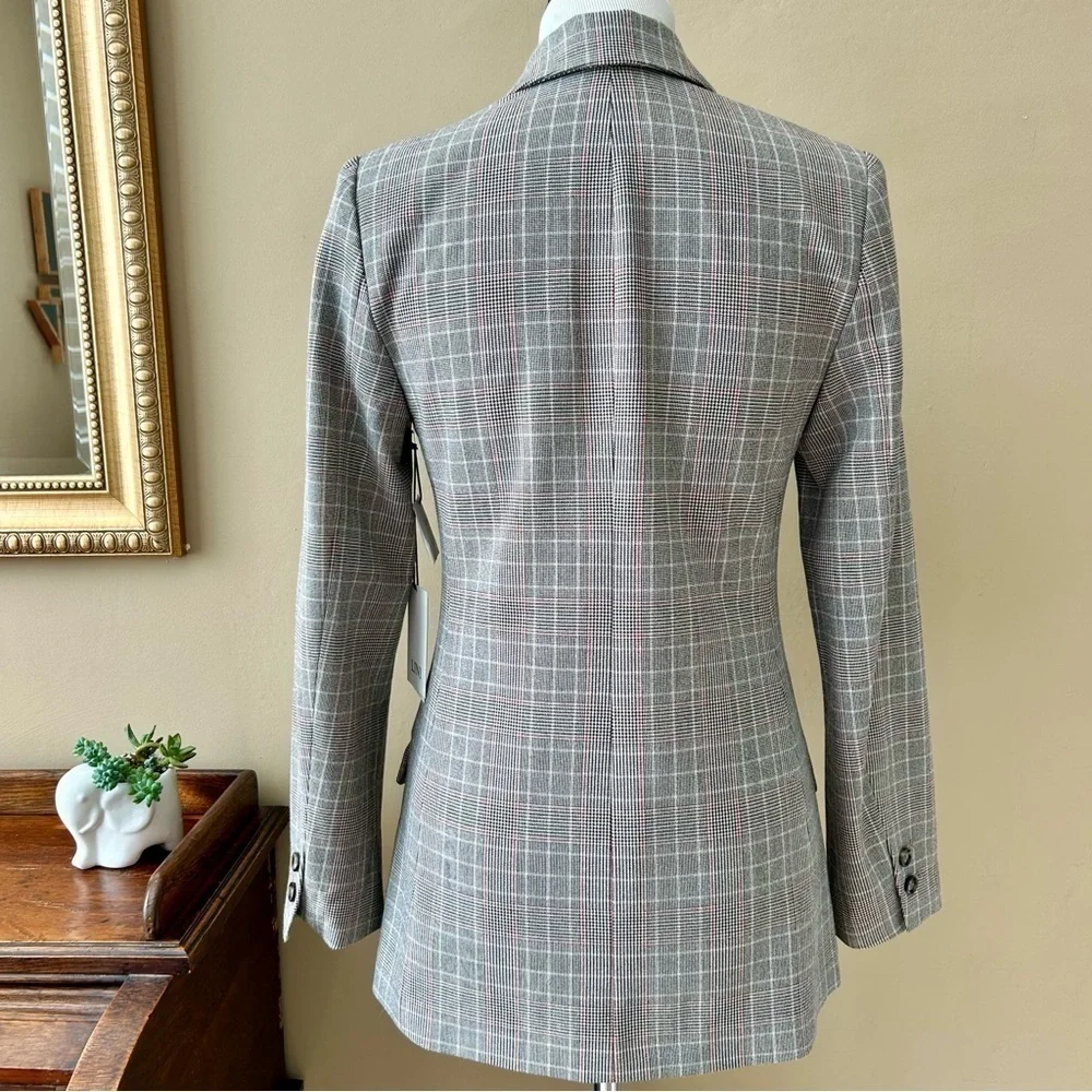 Lini Bloomingdale's Double Breasted Olivia Glen Plaid Blazer Houndstooth XS NWT